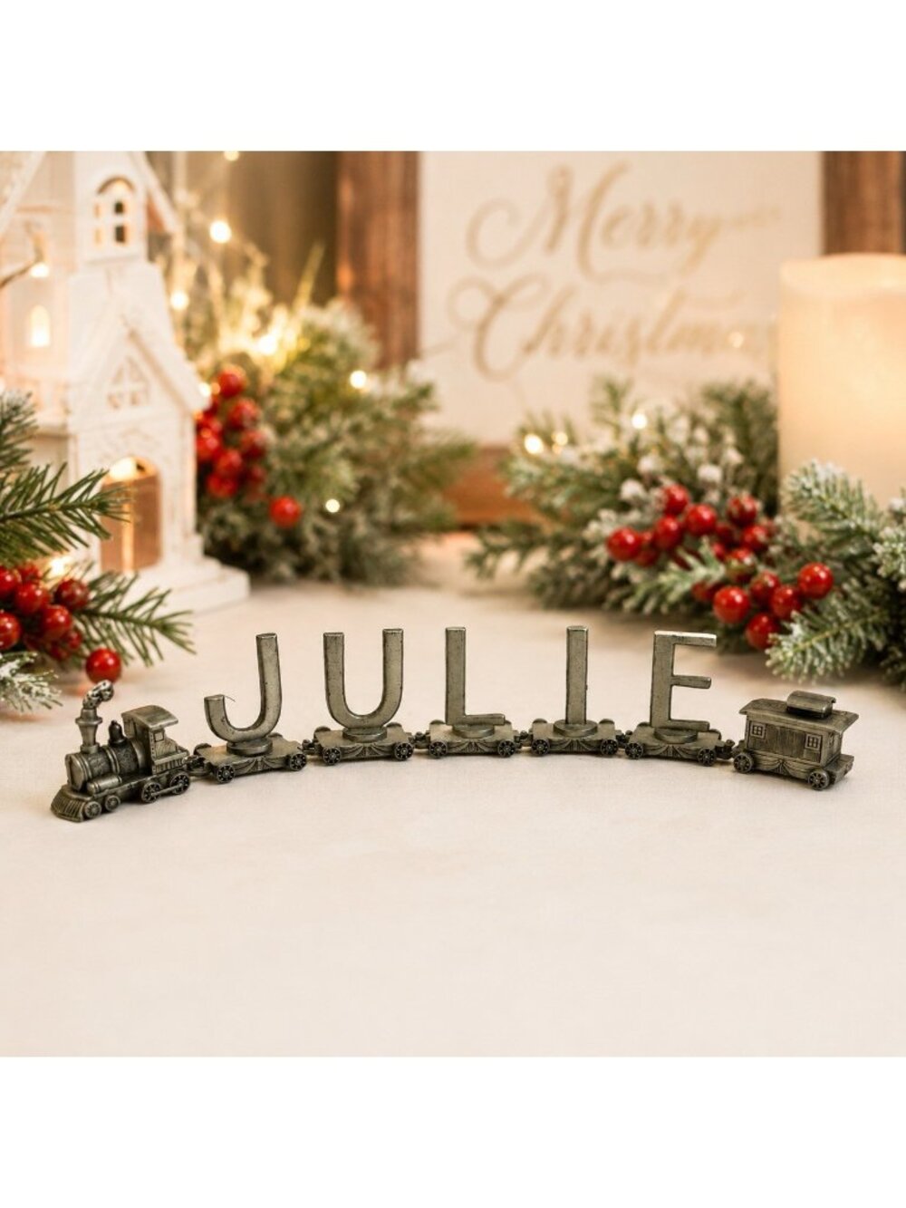 Lasting Expressions by Fort Pewter Letter Train Car Set 7 Pc Julie Mini Holiday